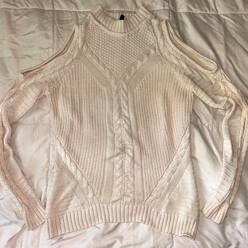 H&M White Women’s Cut Out Shoulder Sweater